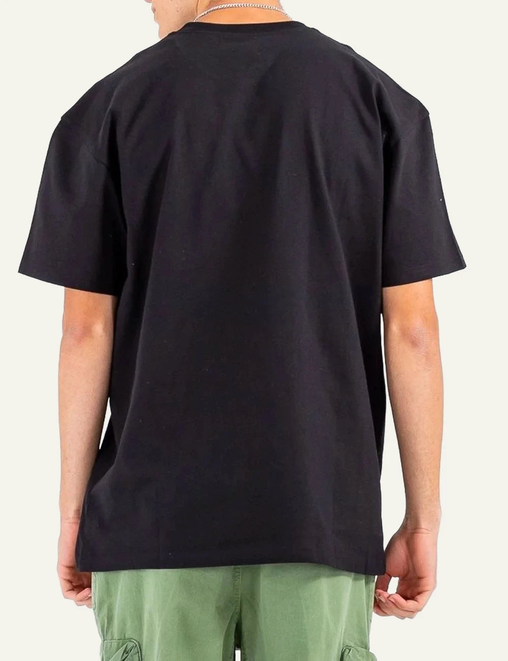 Carhartt WIP Chase black t-shirt gold chest logo front back view