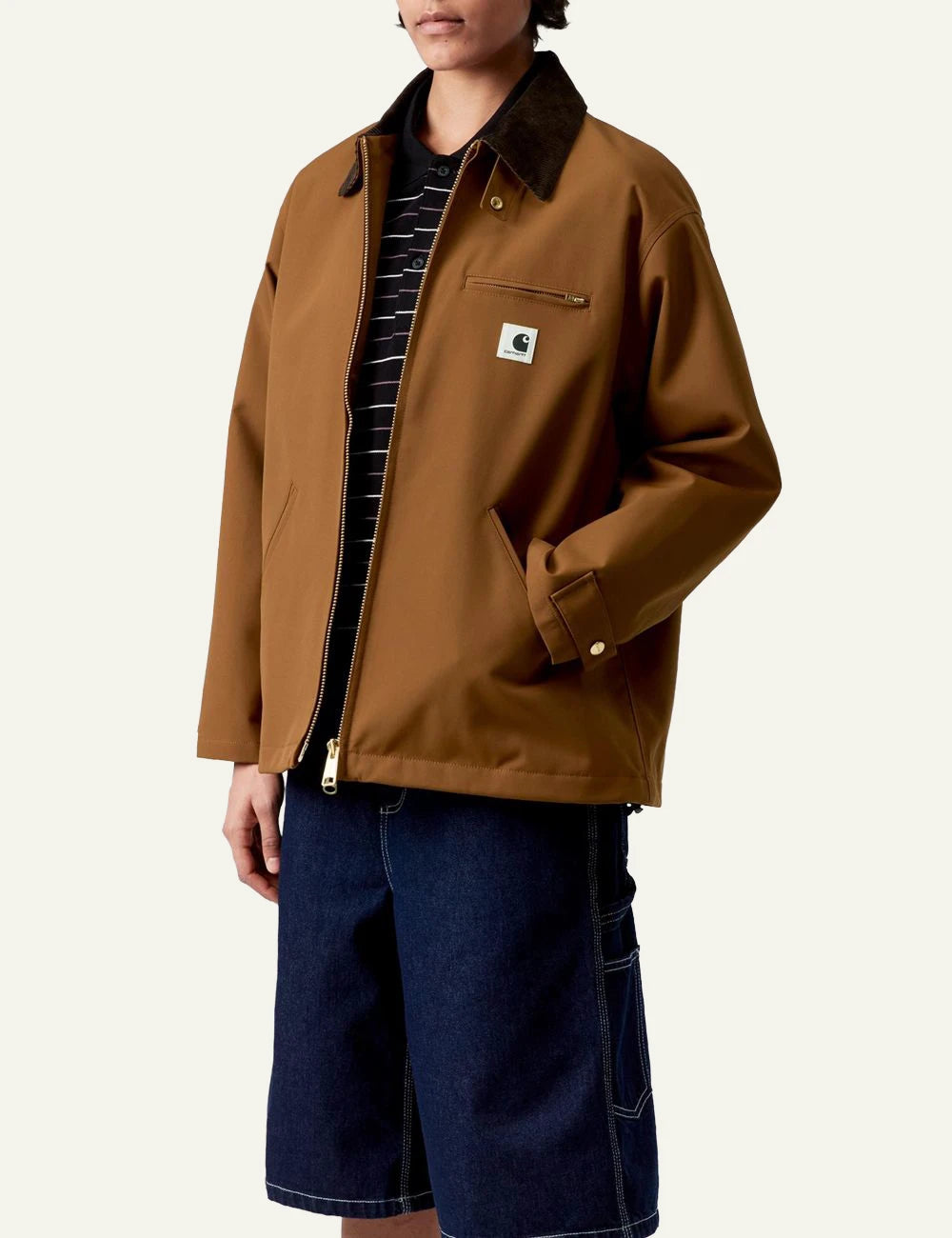 Carhartt WIP Clark Jacket brown tobacco front view model detail