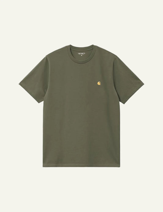 Carhartt WIP classic t-shirt green chest logo front view