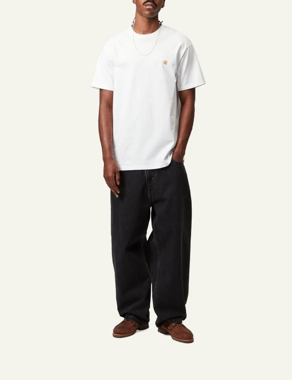 Carhartt WIP classic t-shirt white chest logo front view full look