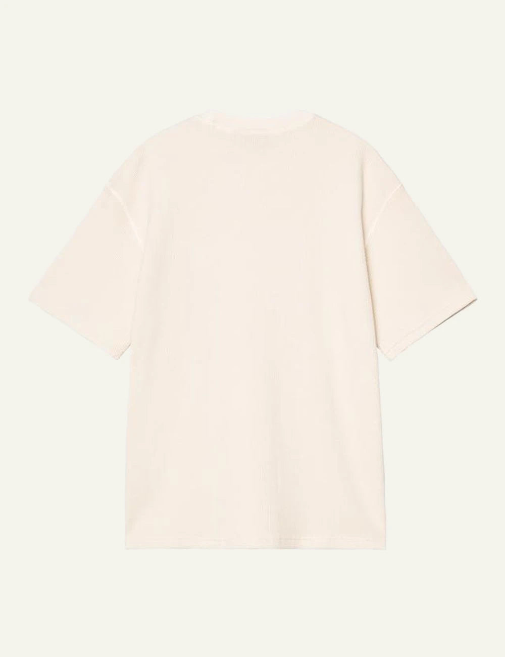 Carhartt WIP cream textured t-shirt with chest logo patch back flat view