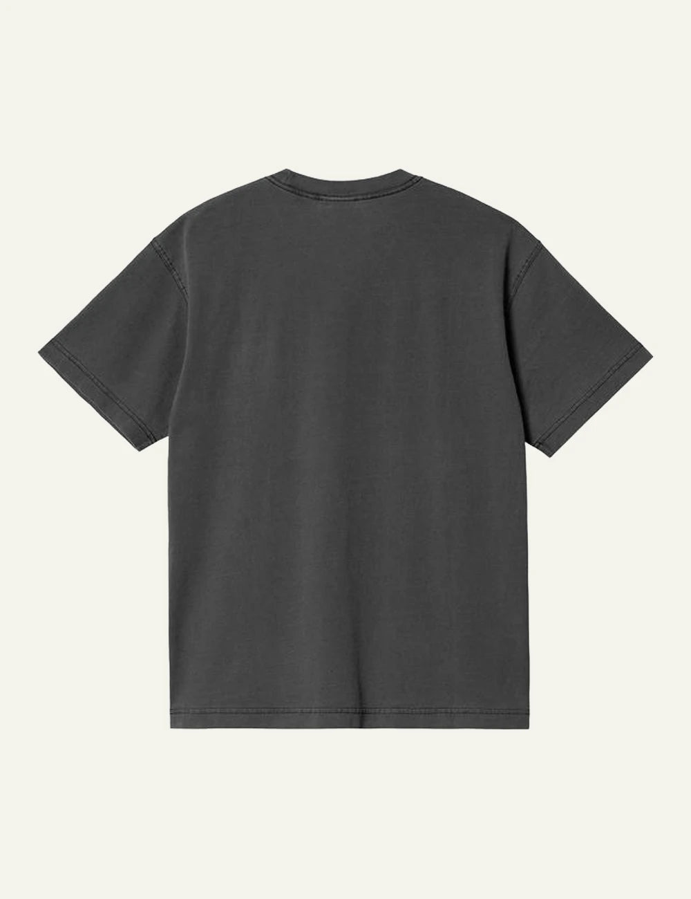 Carhartt WIP dark grey t-shirt with chest logo patch back flat view