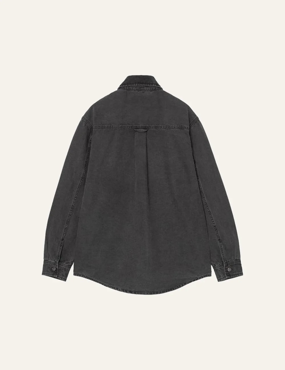 Carhartt WIP denim overshirt black chest pockets logo back view