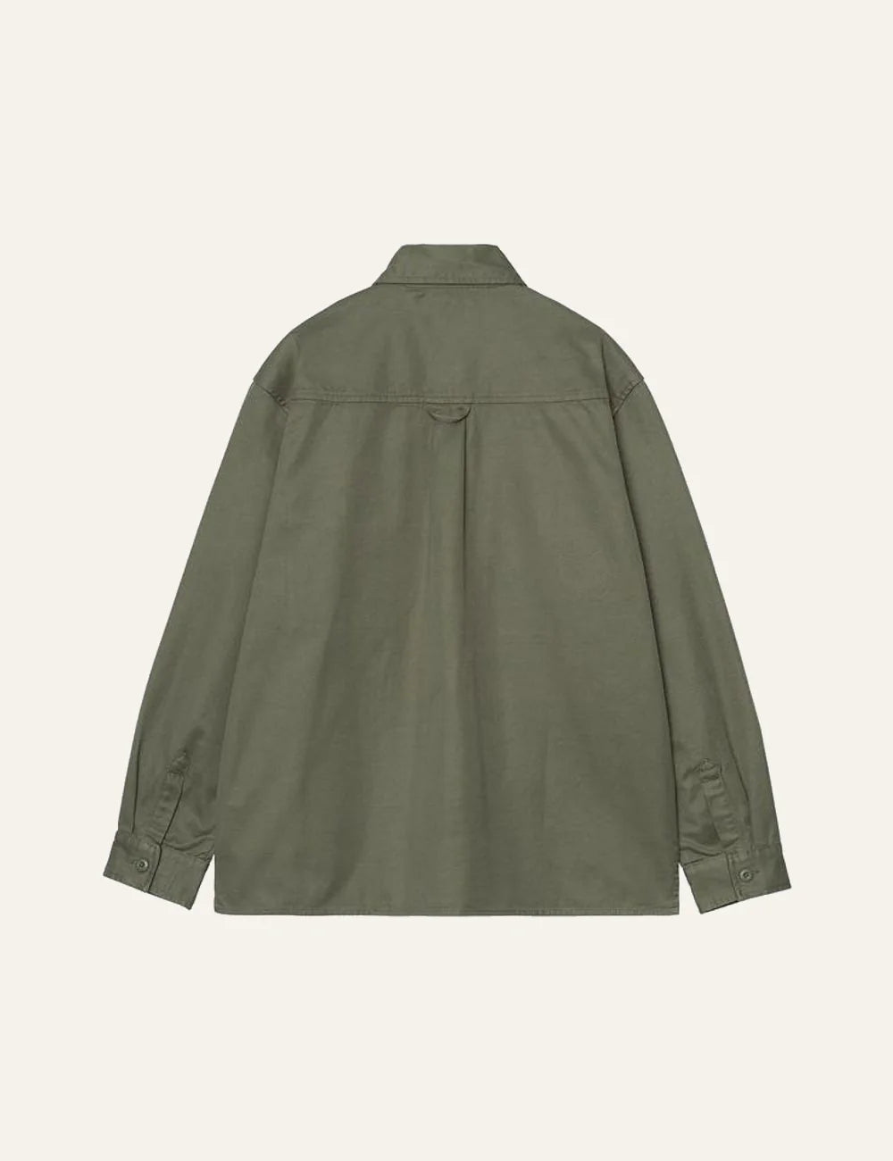 Carhartt WIP denim overshirt green chest pockets logo back view