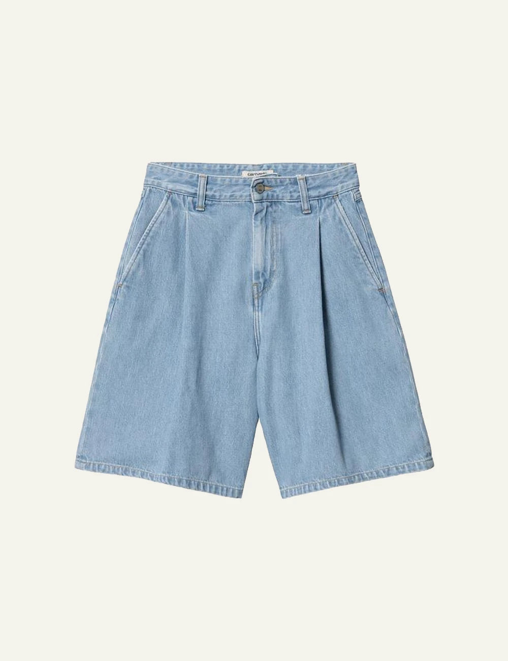 carhartt wip denim shorts light blue front flat view