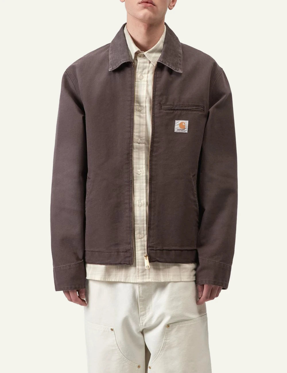 carhartt wip detroit jacket brown canvas front model view
