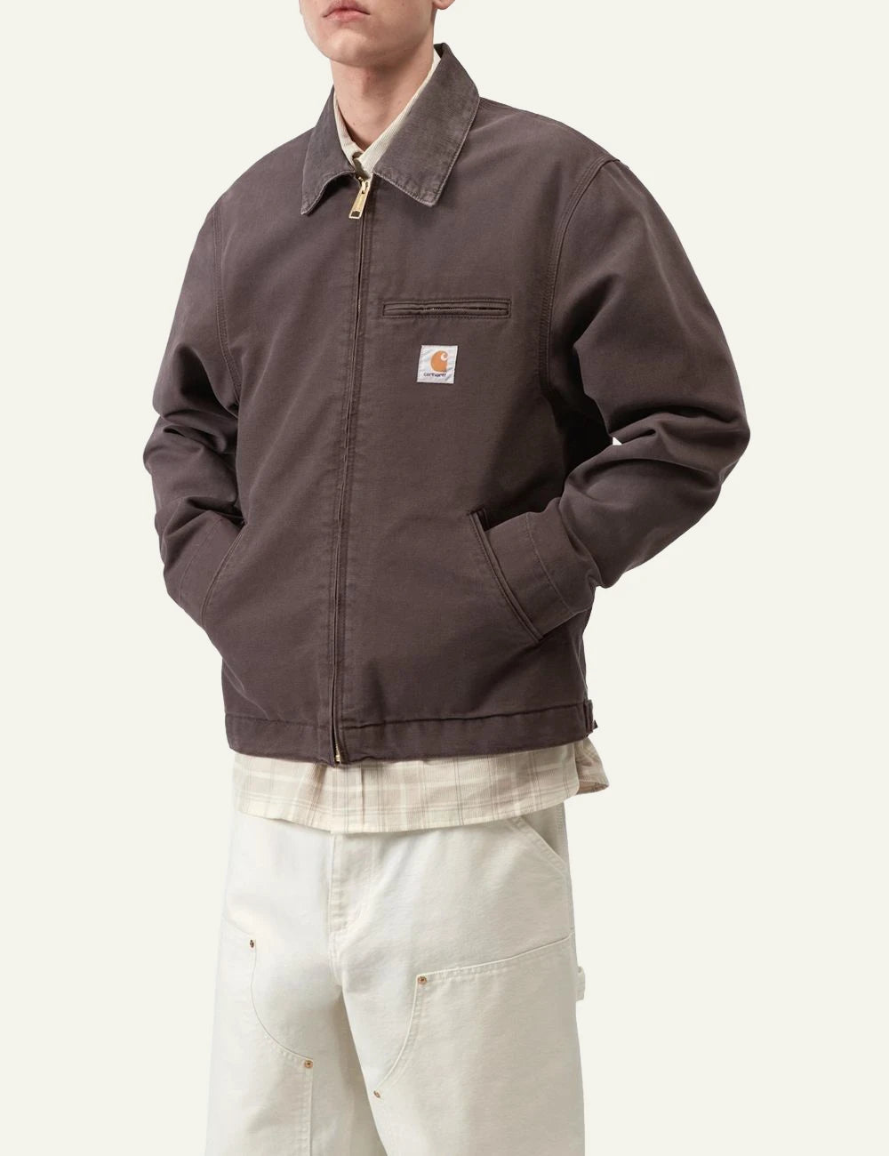 carhartt wip detroit jacket brown canvas side model view