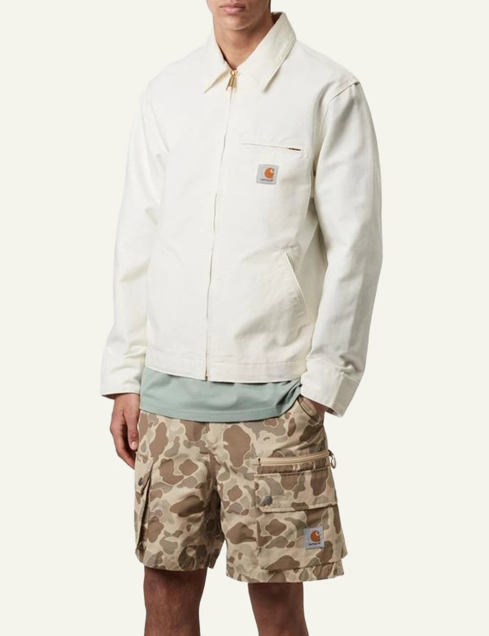 Carhartt WIP Detroit jacket wax off white side view