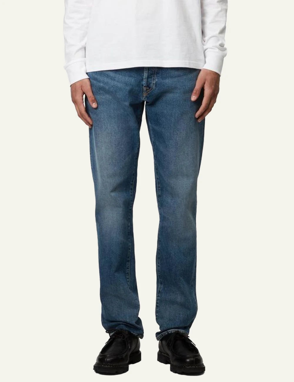 Carhartt WIP Klondike pant blue mid denim front view