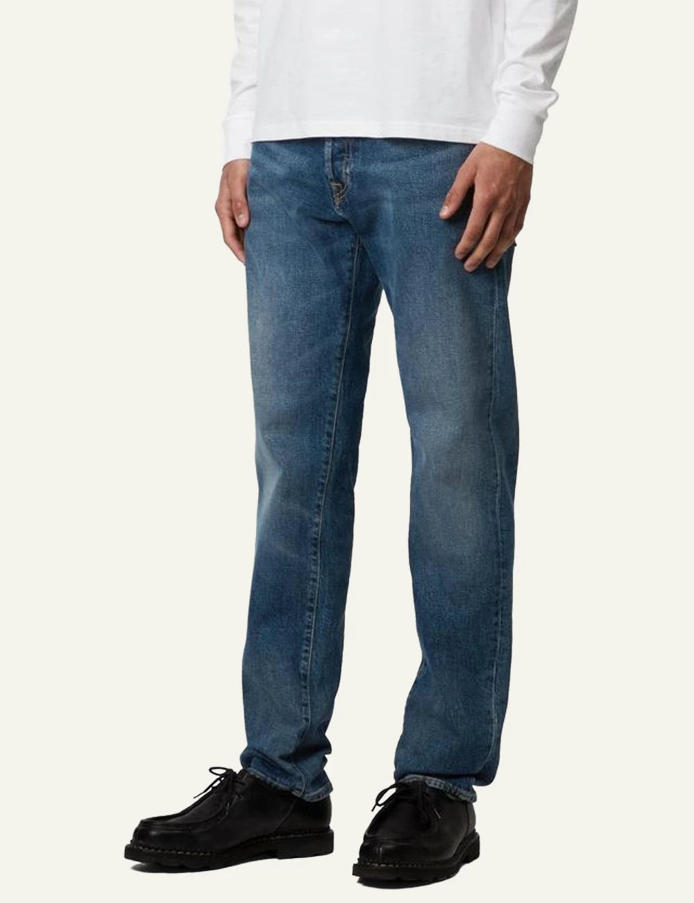 Carhartt WIP Klondike pant blue mid denim side view