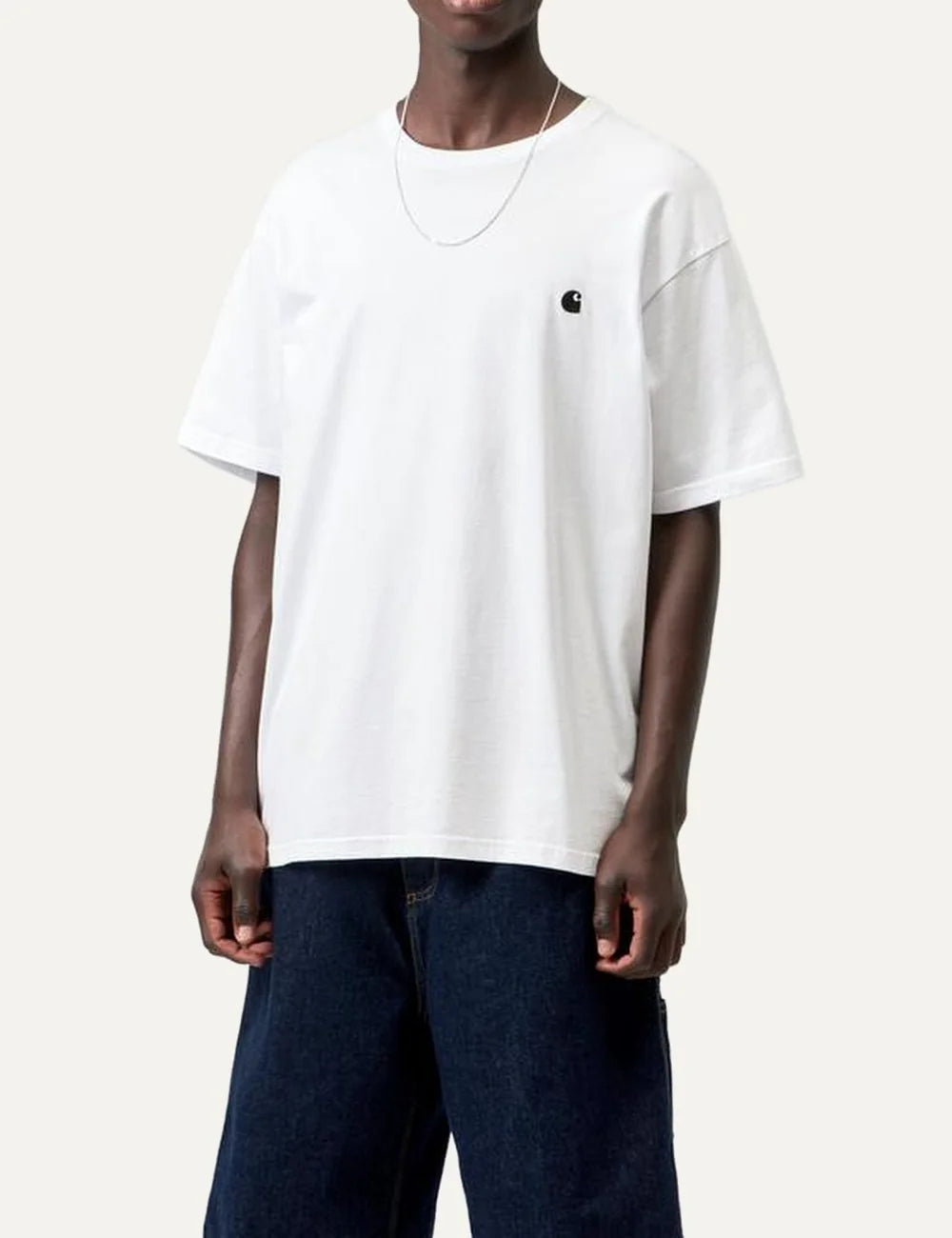 Carhartt WIP men S/S Madison white organic cotton T-shirt with embroidered C logo