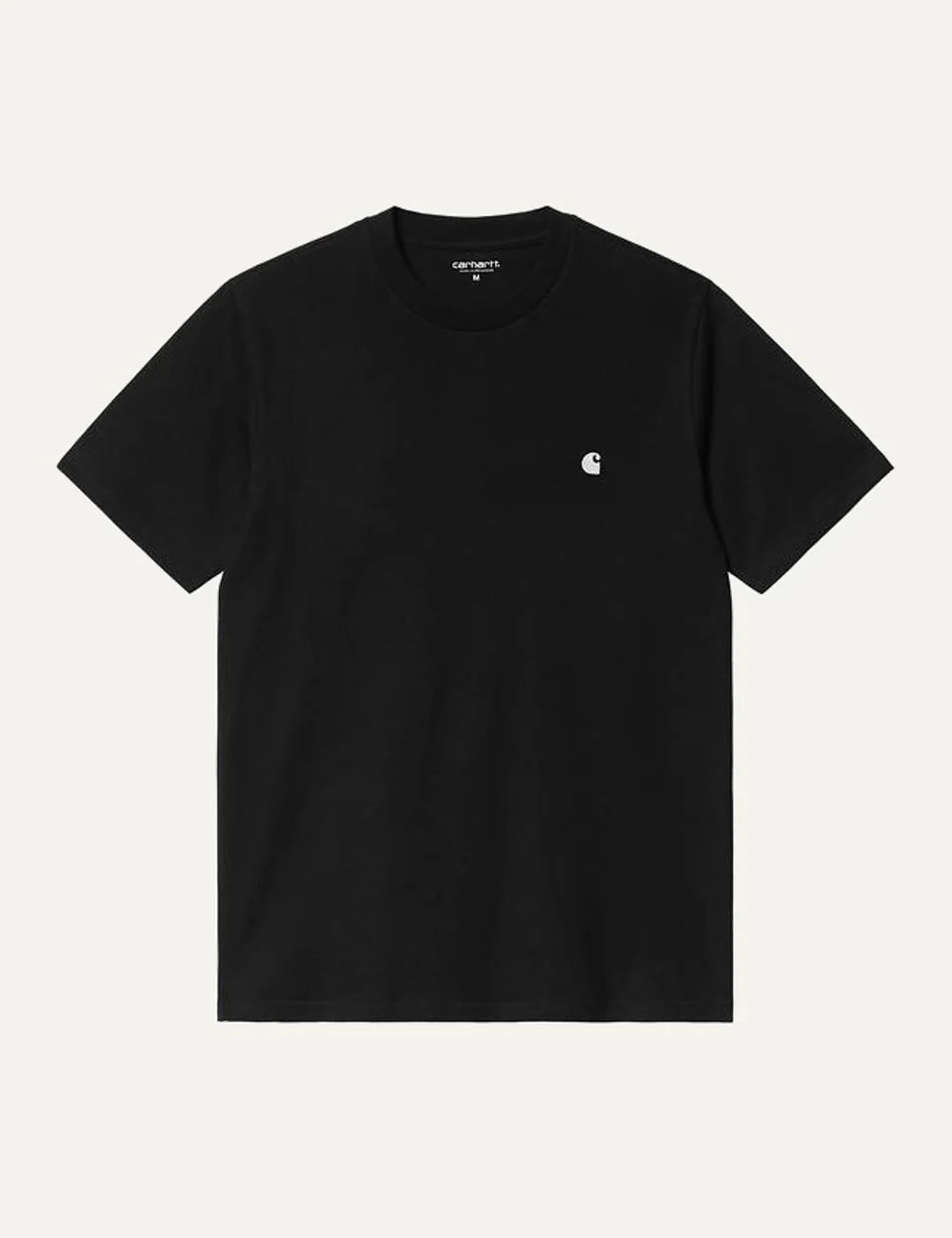 Carhartt WIP men S/S Madison black organic cotton T-shirt with embroidered C logo