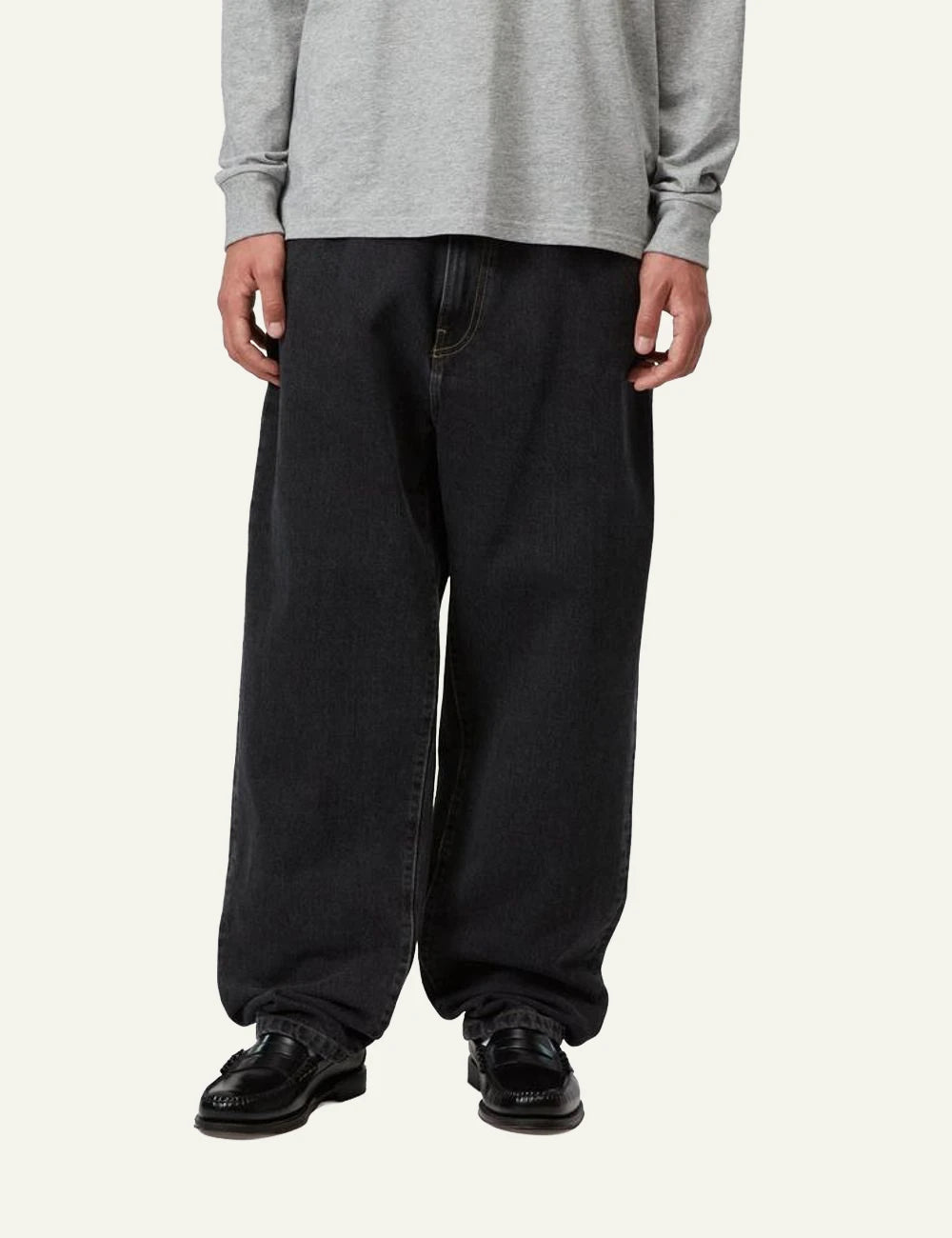 Men's Carhartt WIP Aaron black regular tapered denim jeans model