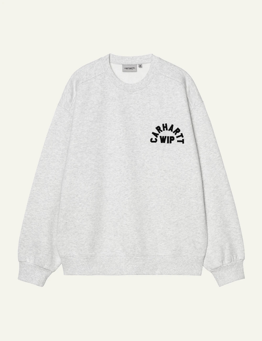 Men's Carhartt WIP Arch Script Sweatshirt in light grey melange with black embroidered logo