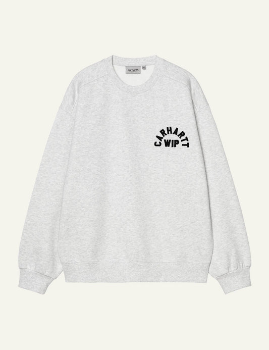 Men's Carhartt WIP Arch Script Sweatshirt in light grey melange with black embroidered logo