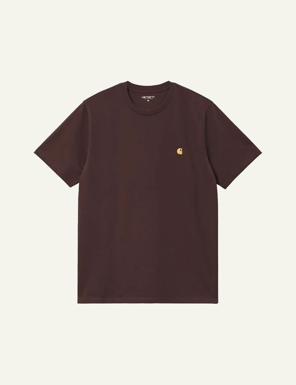 Men's Carhartt WIP brown crewneck T-shirt with embroidered C logo