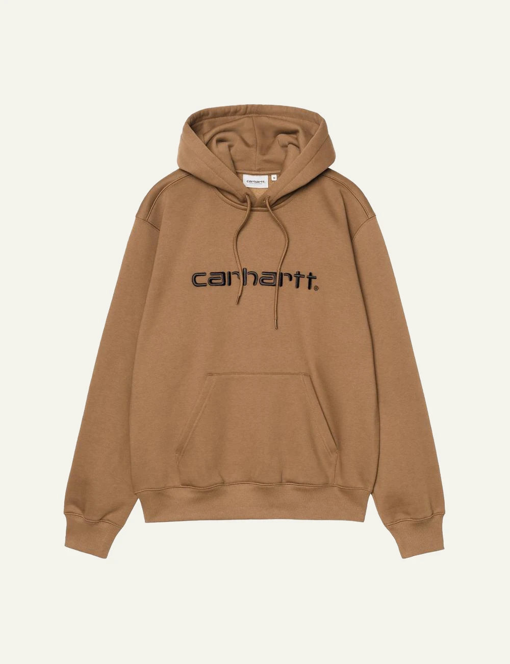 Men's Carhartt WIP camel hooded sweatshirt with embroidered script logo