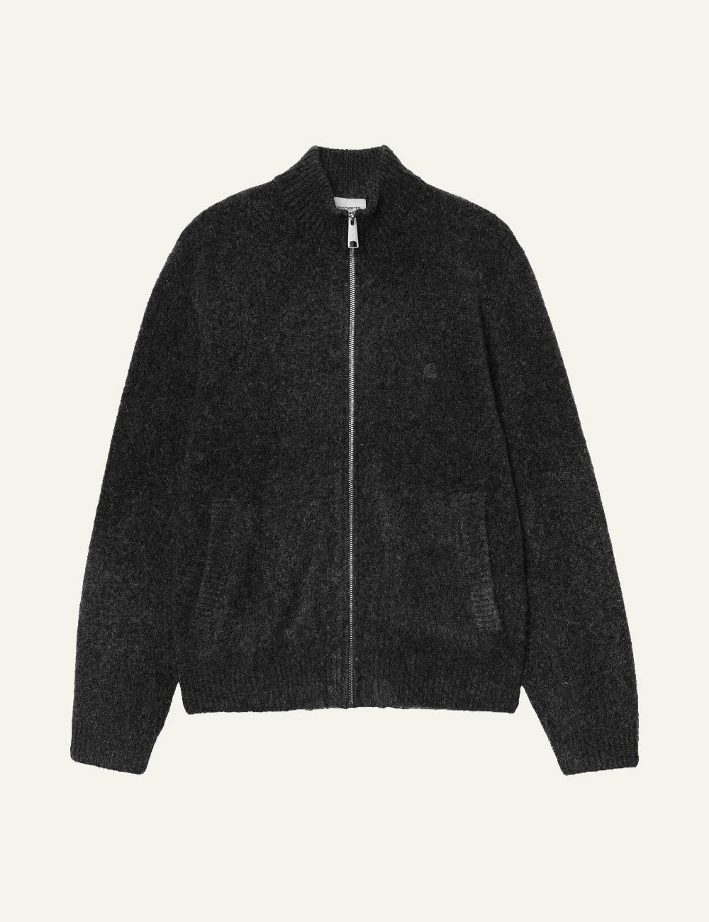 Men's Carhartt WIP Curtis Sweater Jacket in dark charcoal with zip fastening