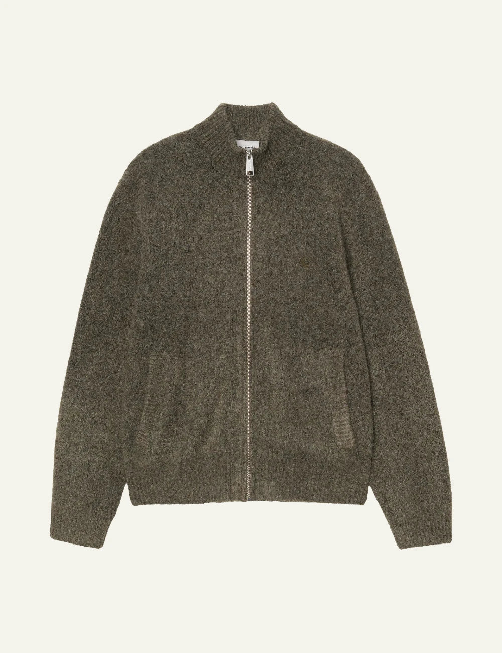 Men's Carhartt WIP Curtis Sweater Jacket in khaki with zip fastening