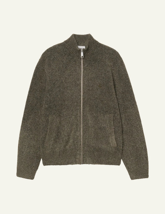 Men's Carhartt WIP Curtis Sweater Jacket in khaki with zip fastening
