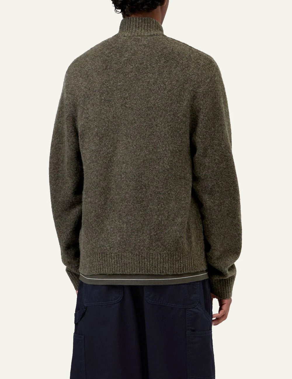Men's Carhartt WIP Curtis Sweater Jacket in khaki with zip fastening back