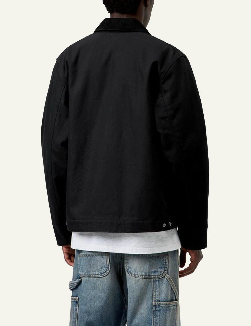 Men's Carhartt WIP Detroit black canvas jacket with corduroy collar back