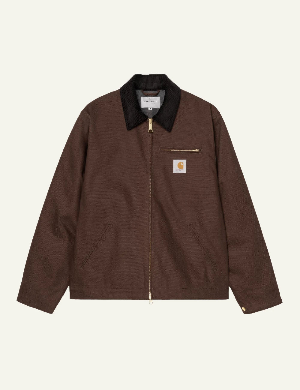 Men's Carhartt WIP Detroit Jacket in brown Dearborn Canvas with black corduroy collar