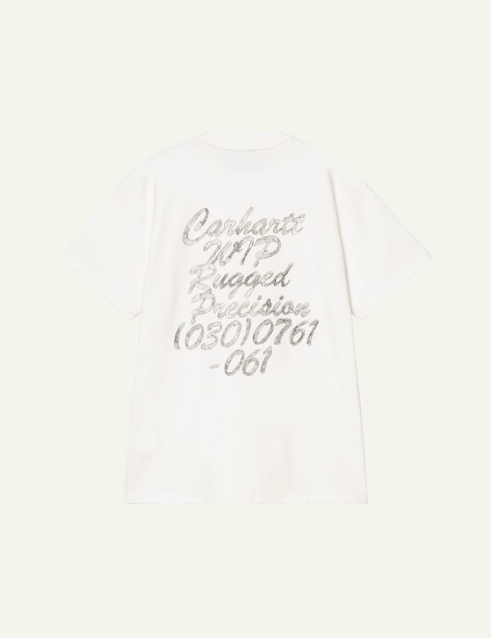 Men's Carhartt WIP ecru organic cotton T-shirt with graphic prints back