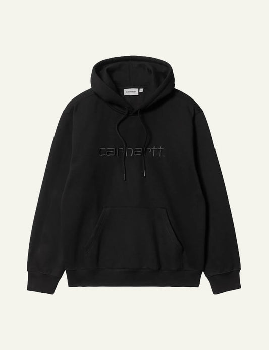 Men's Carhartt WIP Hooded Carhartt Sweatshirt in black with embroidered logo