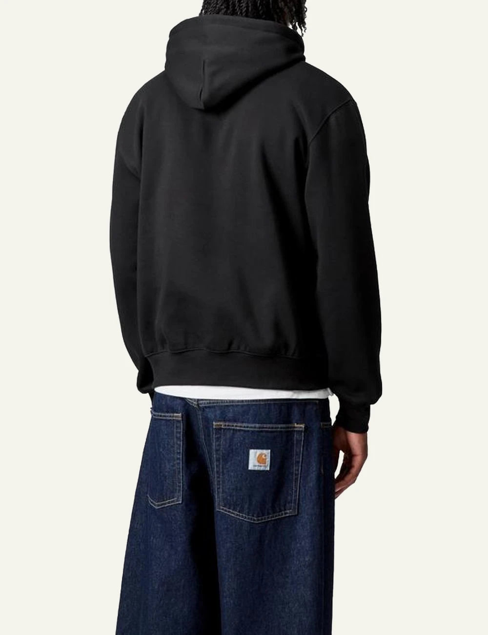 Men's Carhartt WIP Hooded Carhartt Sweatshirt in black with embroidered logo back