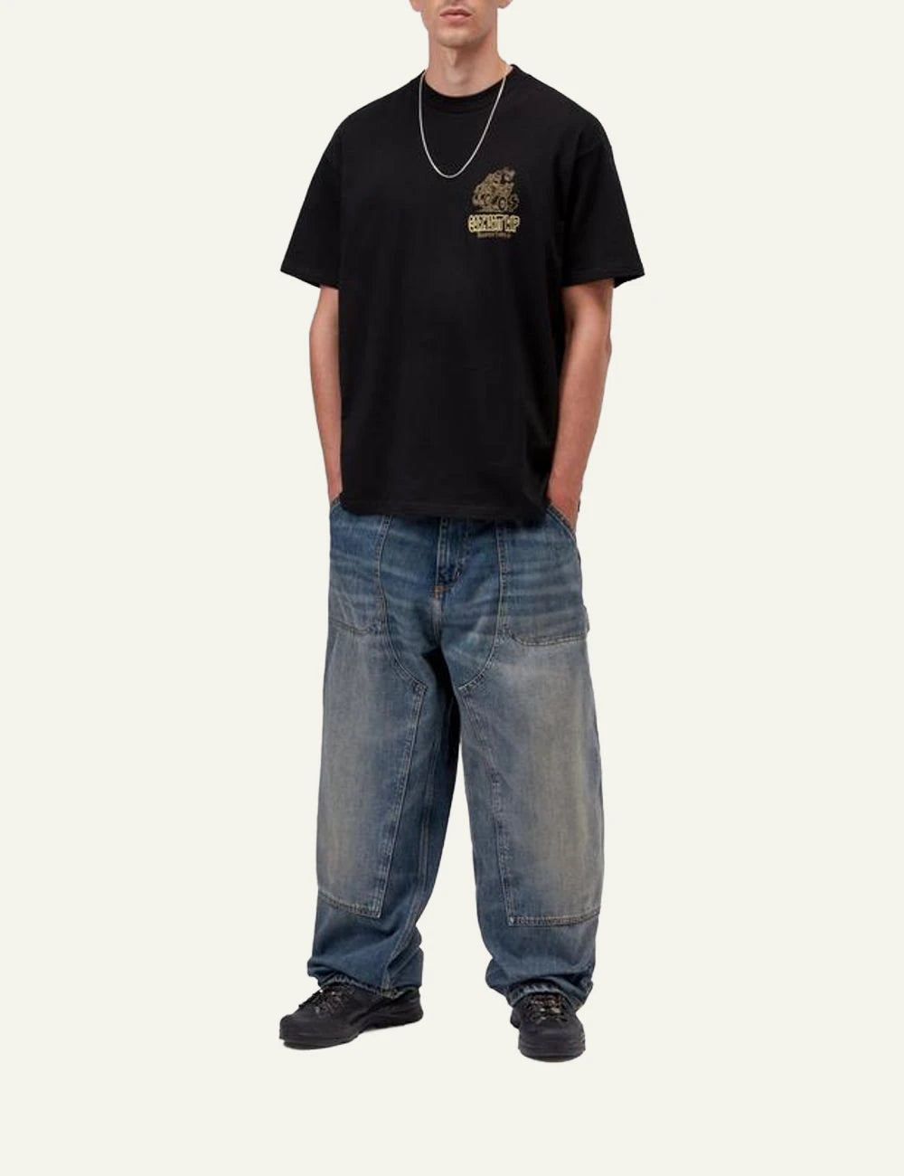 Men's Carhartt WIP Hot Rat T-shirt in black with front graphic print full body