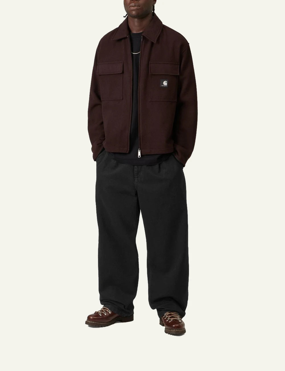 Men's Carhartt WIP Jace Pant in black cotton denim with loose tapered fit full body