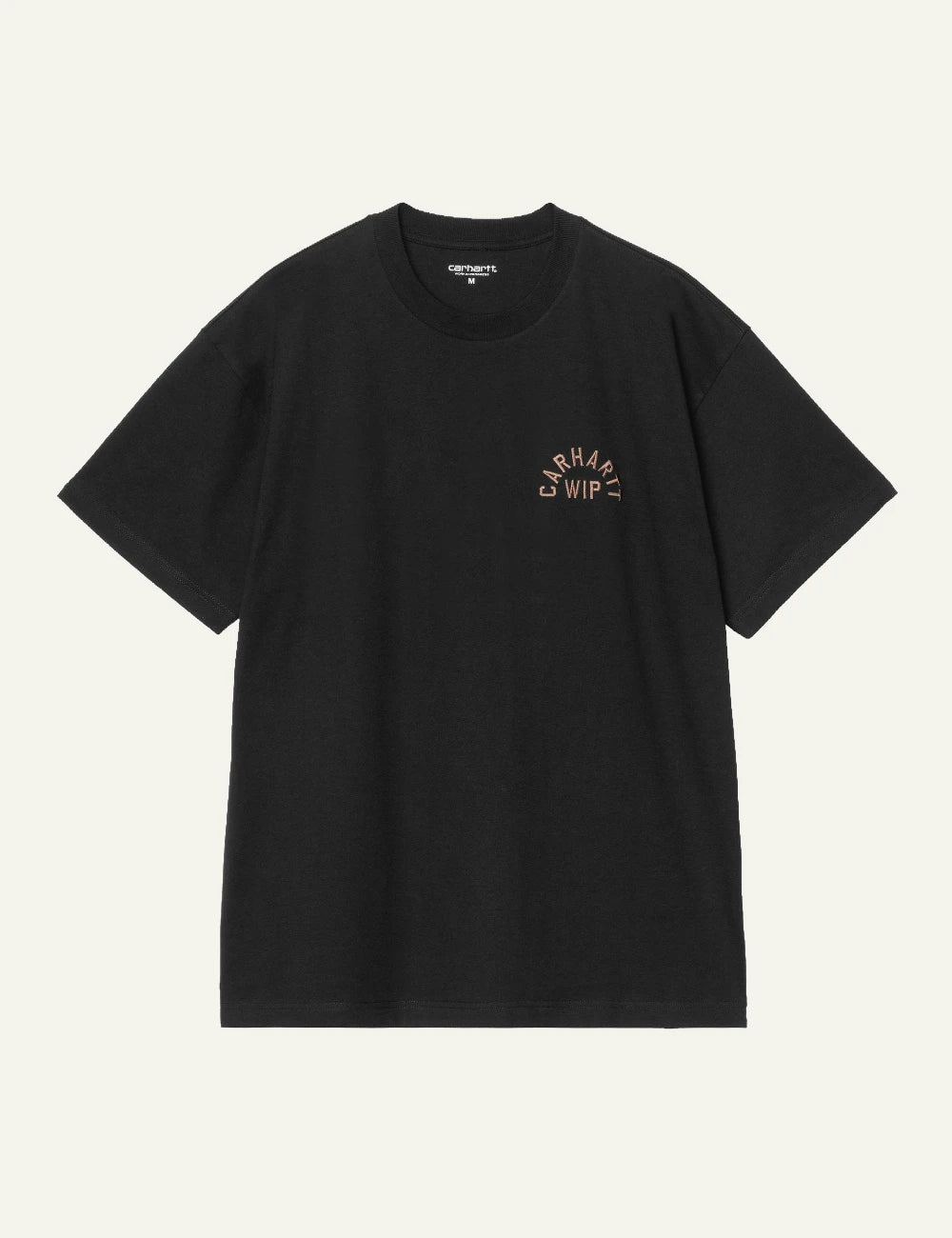 Men's Carhartt WIP S/S Arch Script T-Shirt in black with embroidered chest logo
