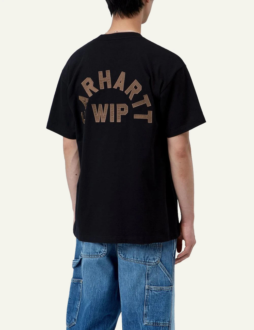 Men's Carhartt WIP S/S Arch Script T-Shirt in black with embroidered chest logo back