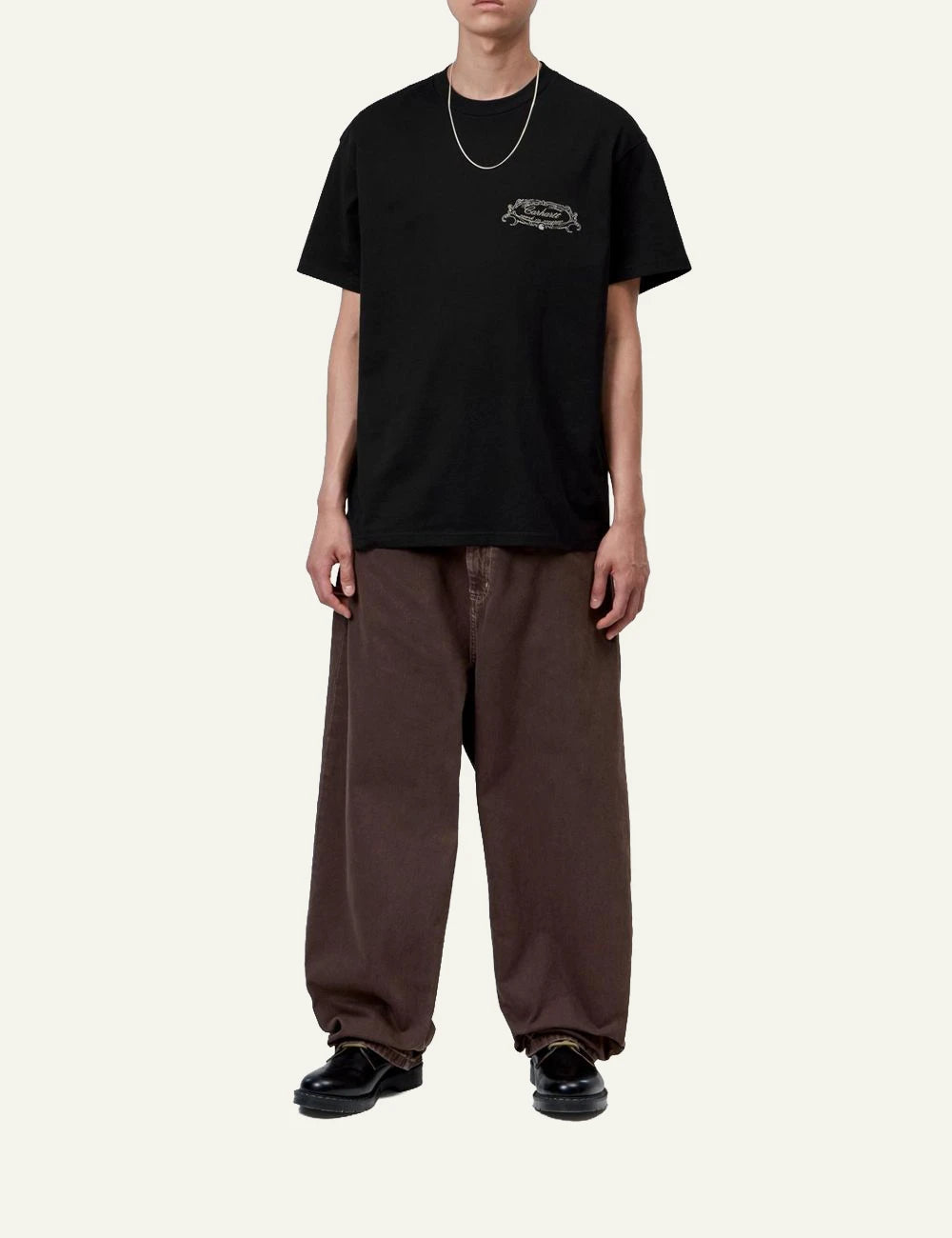 Men's Carhartt WIP S/S Chez WIP T-Shirt in black with graphic prints full body