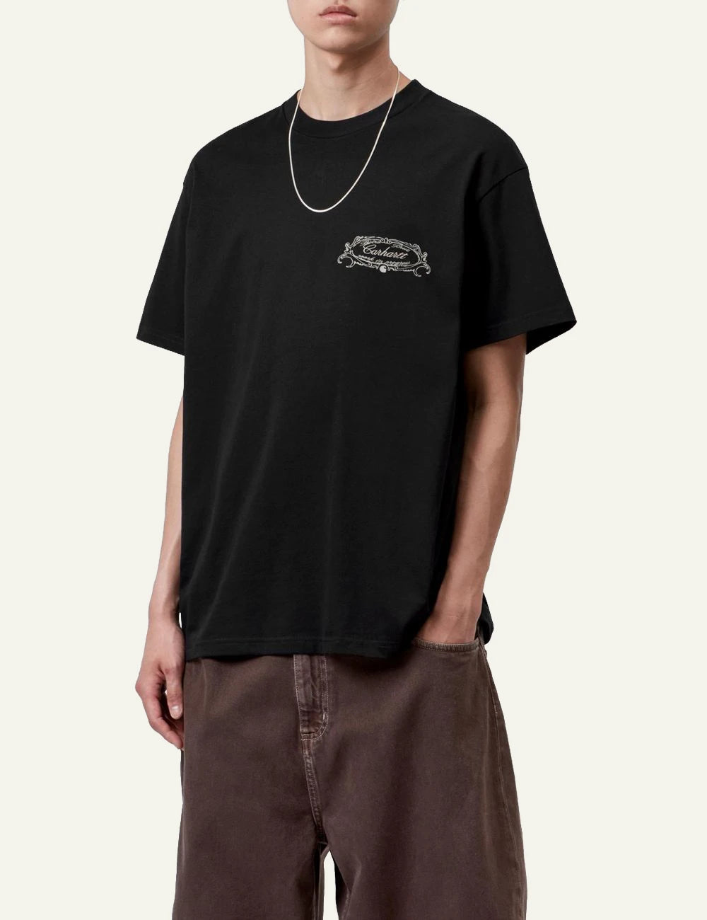 Men's Carhartt WIP S/S Chez WIP T-Shirt in black with graphic prints model