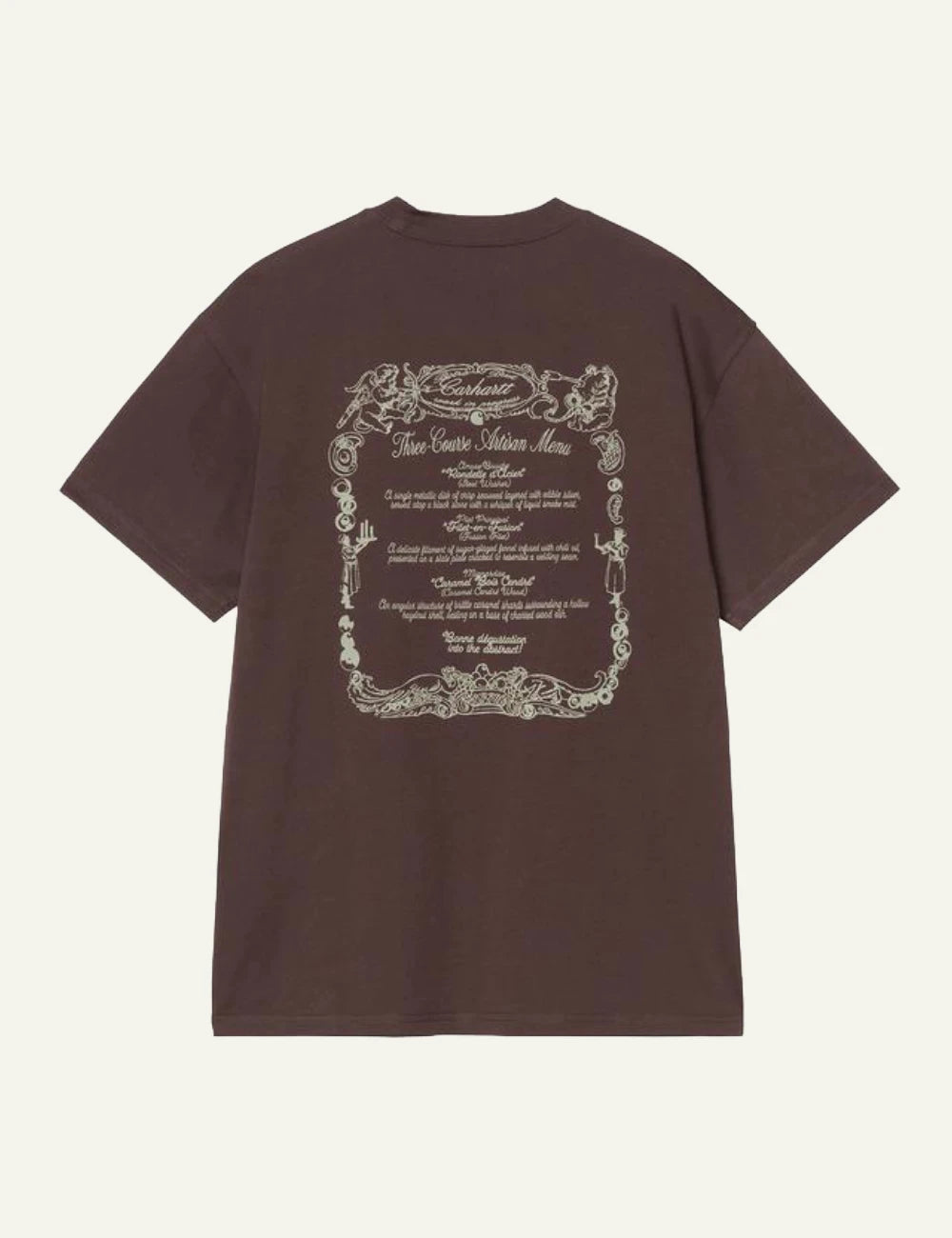 Men's Carhartt WIP S/S Chez WIP T-Shirt in dark brown with graphic prints back