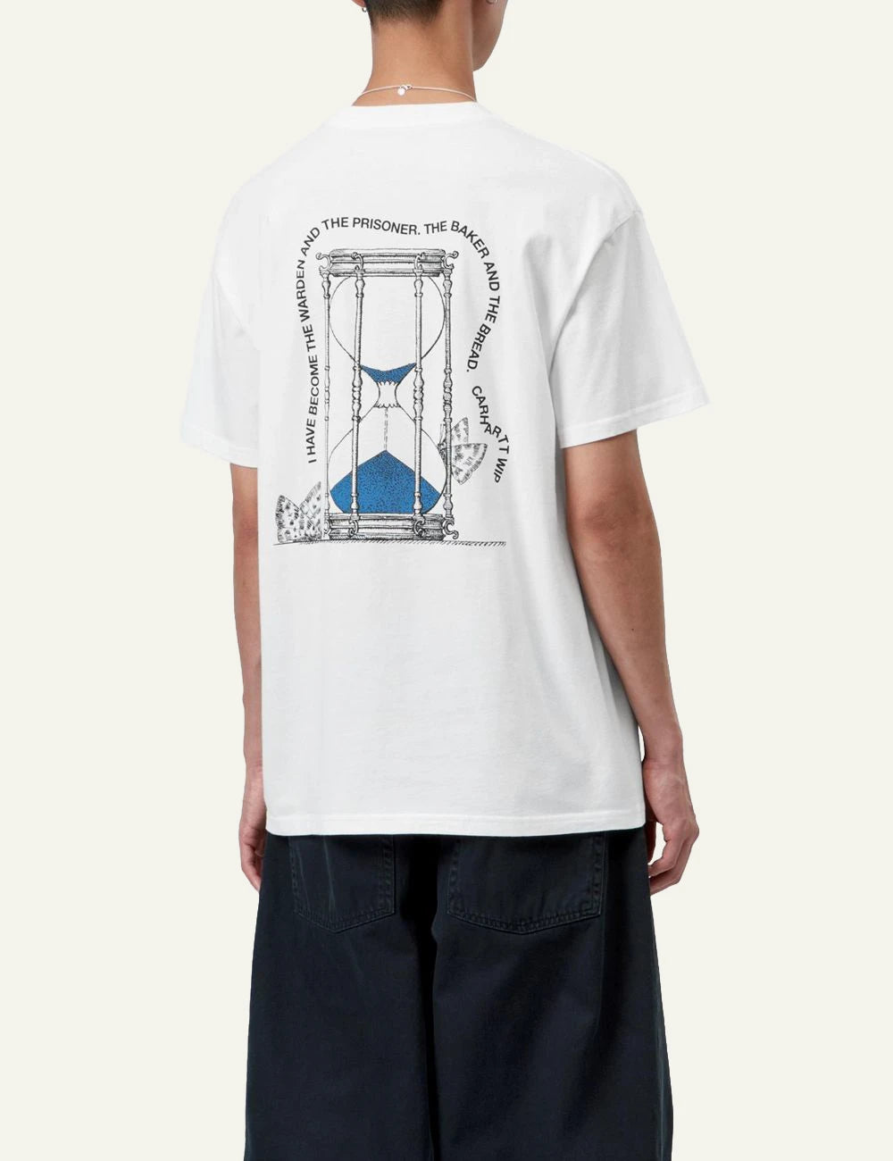 Men's Carhartt WIP S/S Hourglass T-Shirt in white with black graphic prints back