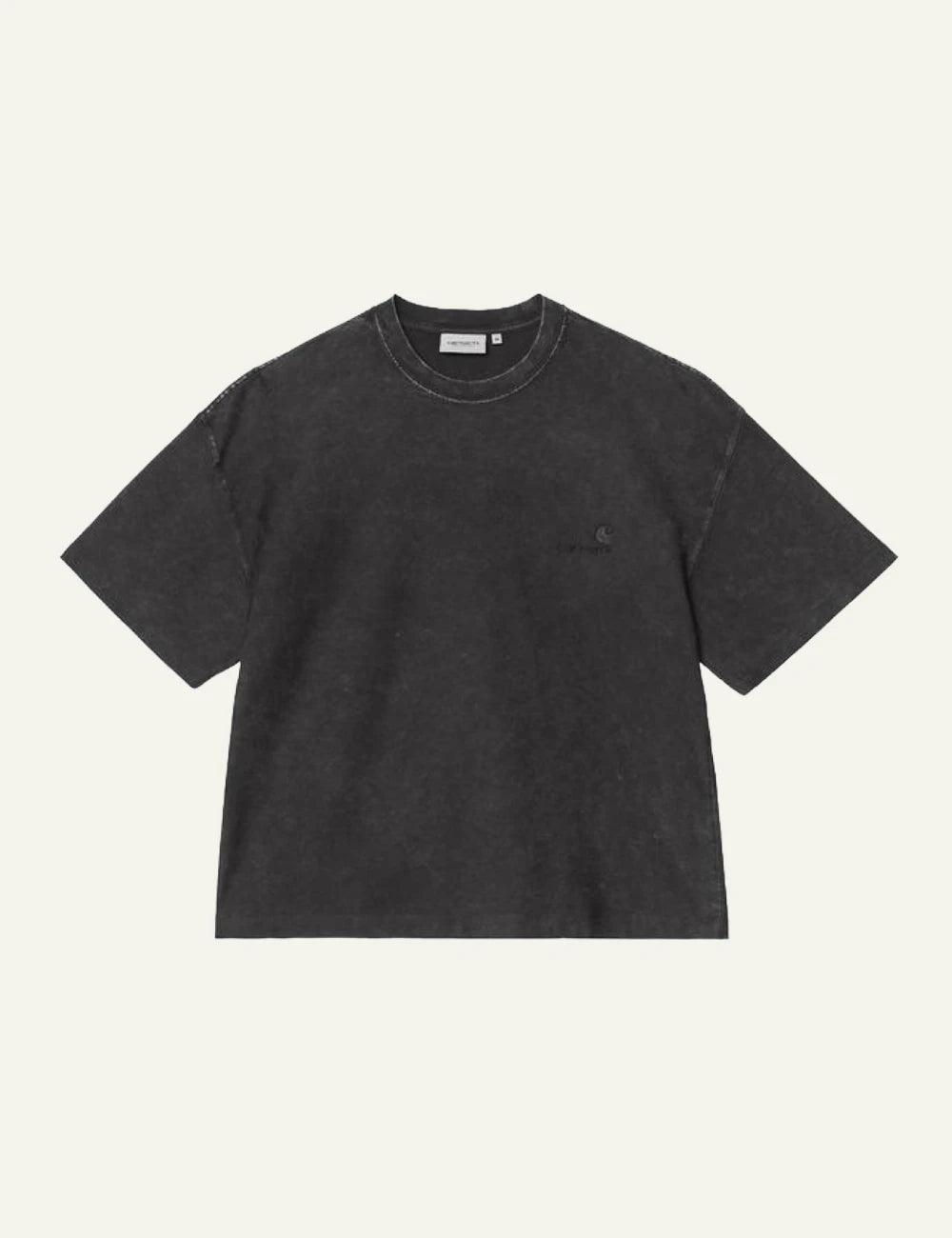 Men's Carhartt WIP S/S Lambert T-Shirt in black with moon wash finish and tonal logo