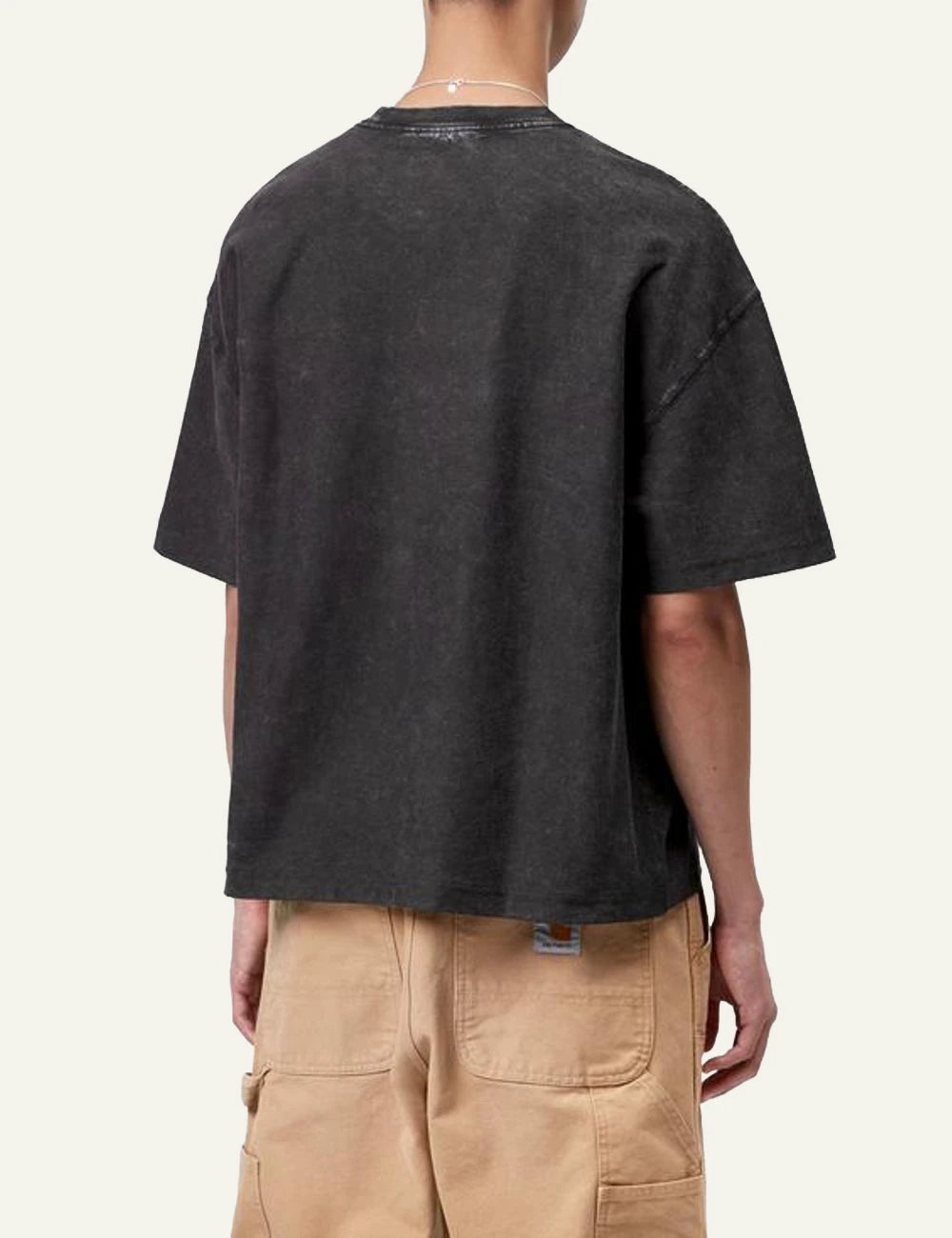 Men's Carhartt WIP S/S Lambert T-Shirt in black with moon wash finish and tonal logo back