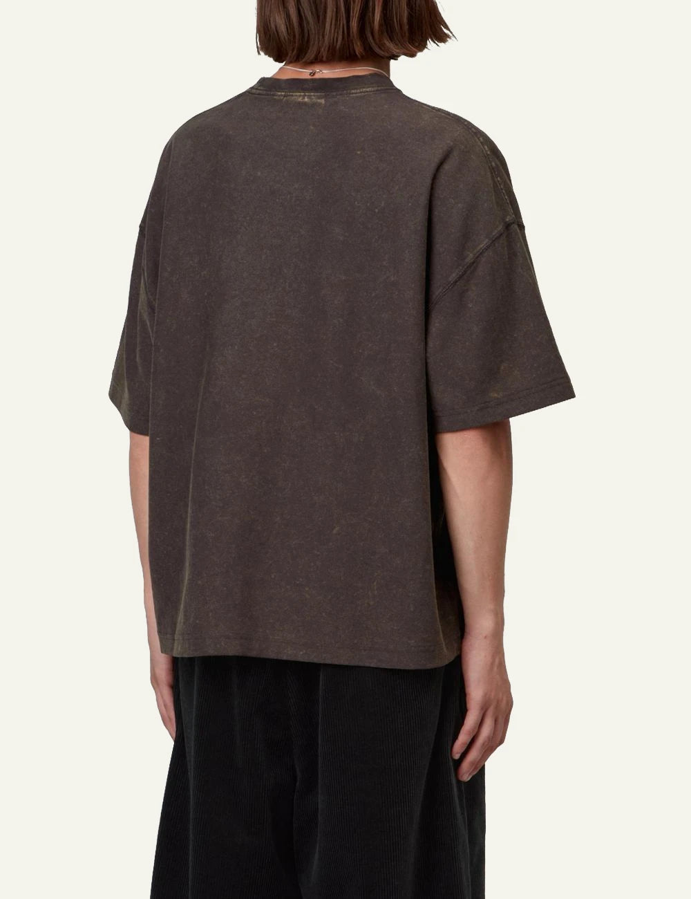 Men's Carhartt WIP S/S Lambert T-Shirt in dark brown with moon wash finish and tonal logo back