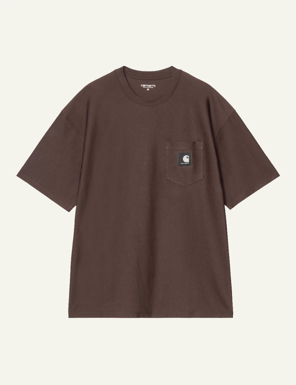 Men's Carhartt WIP S/S OG Loose Pocket T-Shirt in dark brown with black Square Logo Label