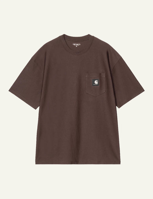 Men's Carhartt WIP S/S OG Loose Pocket T-Shirt in dark brown with black Square Logo Label