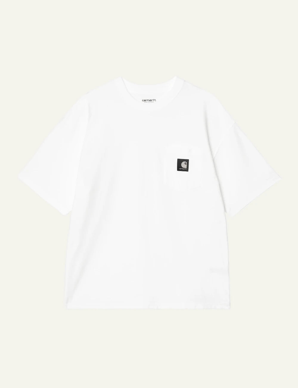 Men's Carhartt WIP S/S OG Loose Pocket T-Shirt in white with black Square Logo Label