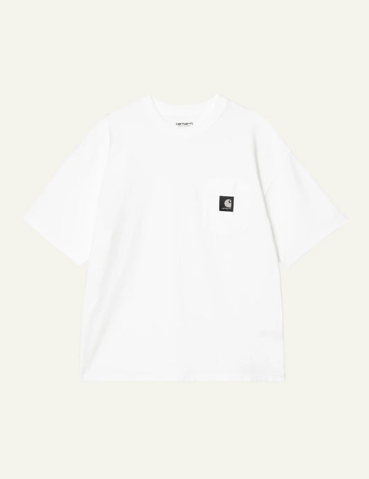 Men's Carhartt WIP S/S OG Loose Pocket T-Shirt in white with black Square Logo Label