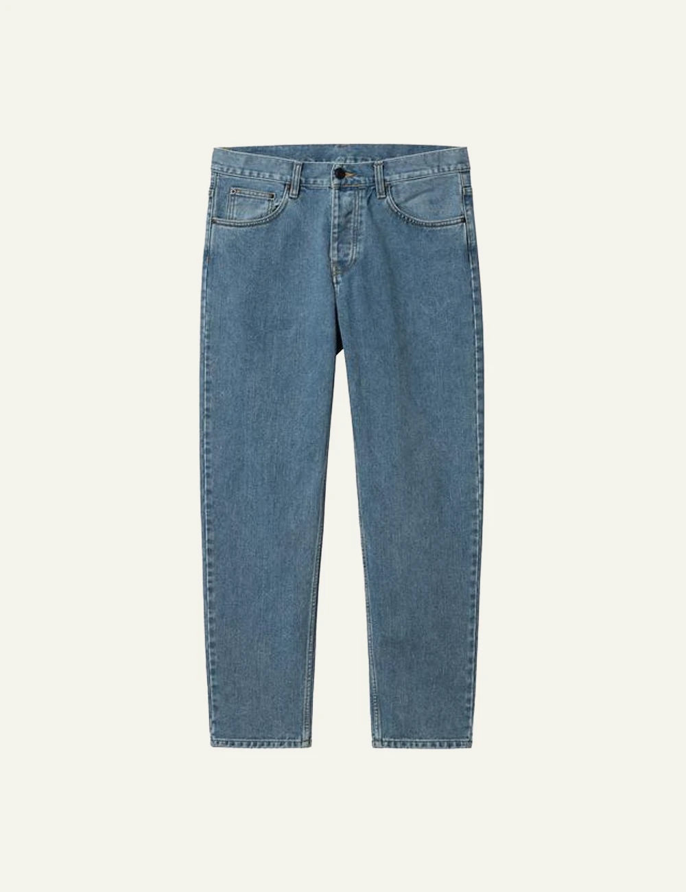 Carhartt WIP Newel pant blue stone denim front view flat