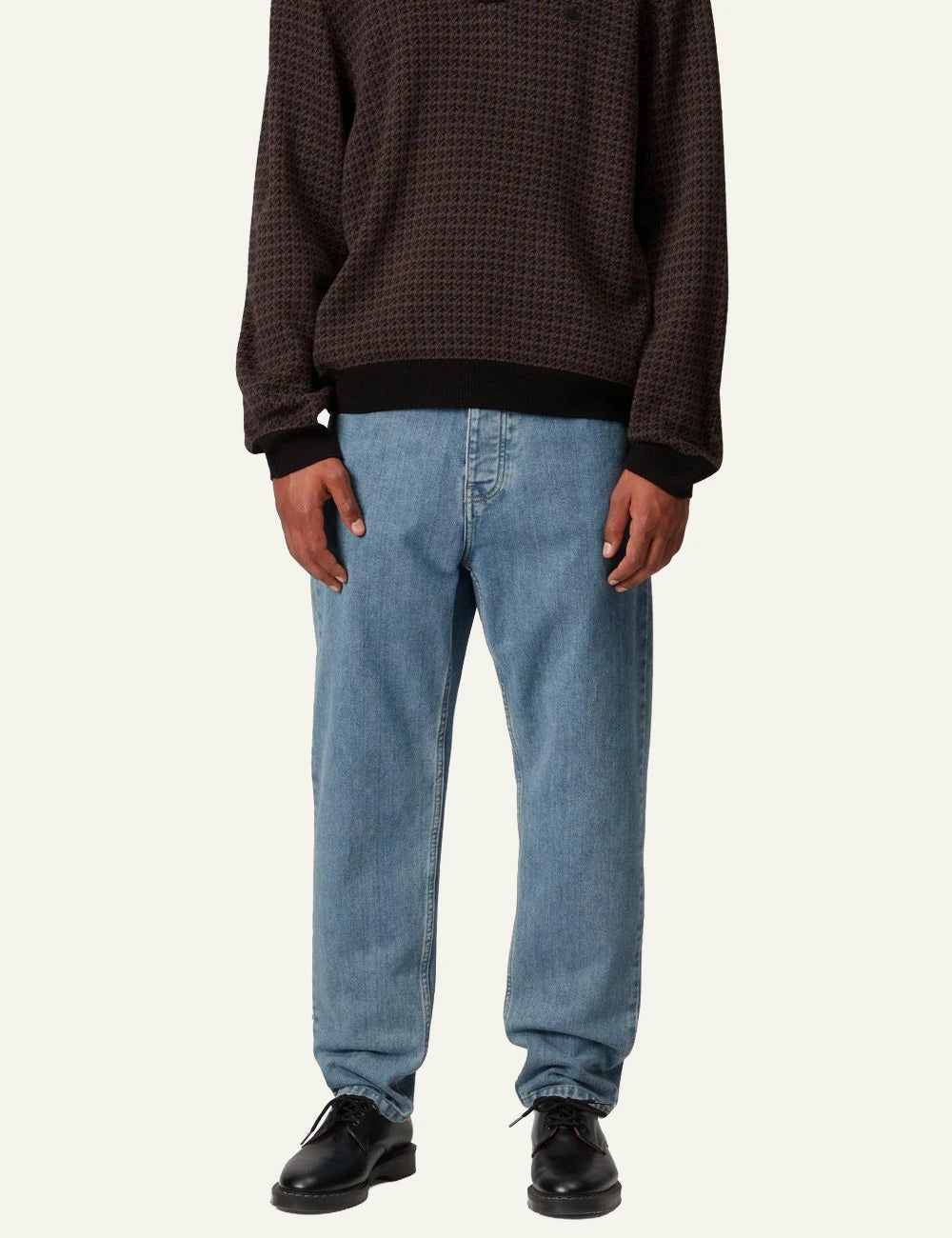 Carhartt WIP Newel pant blue stone denim front view model