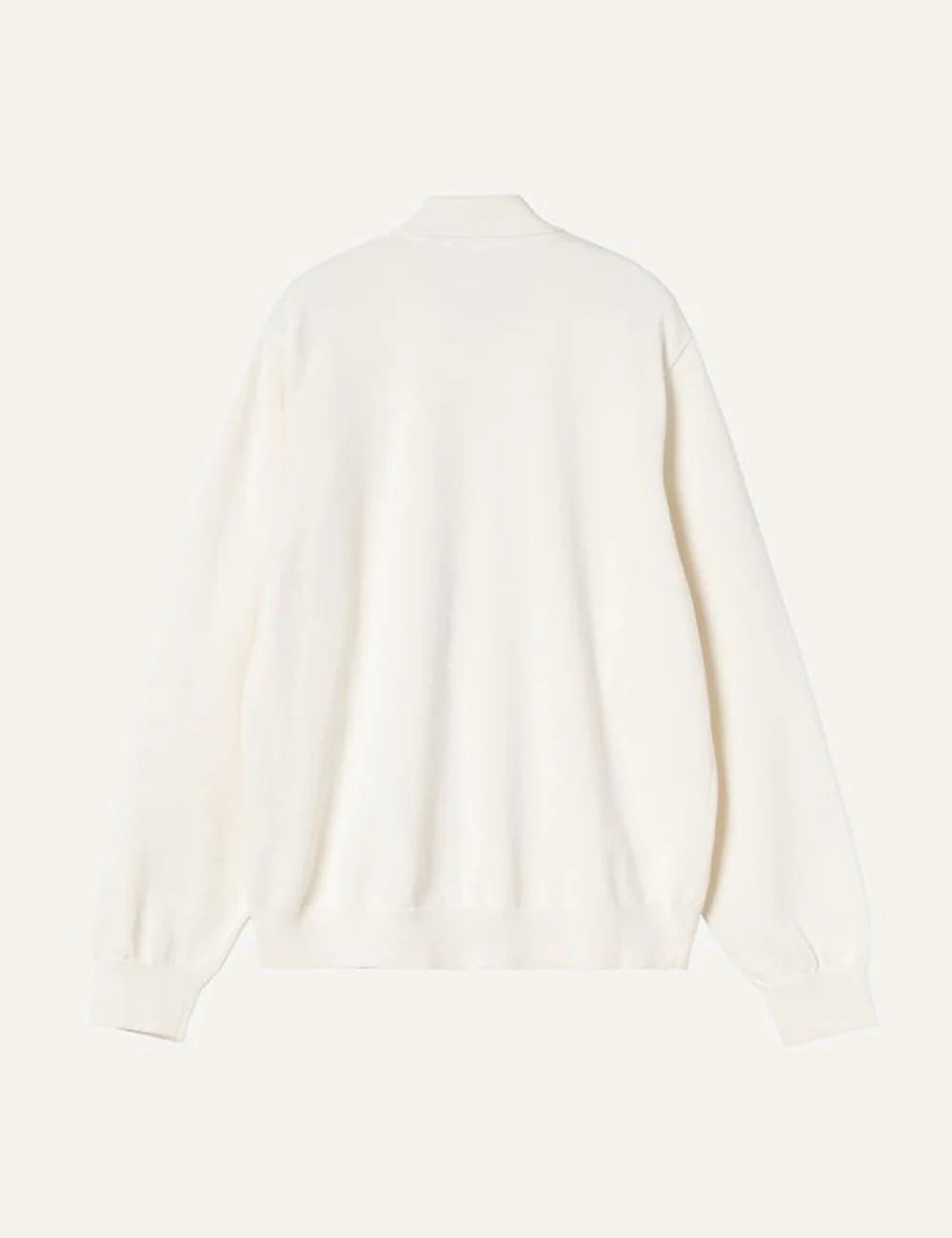 Carhartt WIP off white long sleeve shirt with embroidered front panels and classic collar back flat view