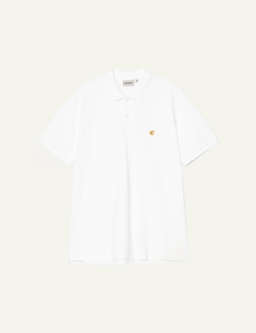 Carhartt WIP polo t-shirt white chest logo front view flat