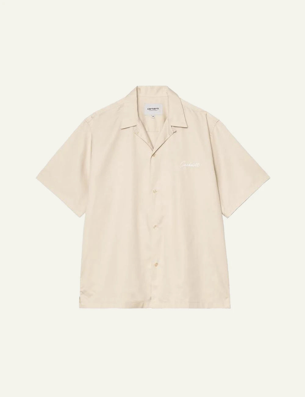 carhartt wip script logo shirt beige front flat view